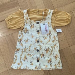 2pc set short sleeve top and floral jumper